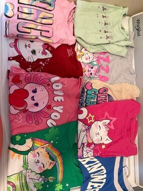 The Children's Place Girls Graphic Tee Lot — Pink, Green, Red, Gray
